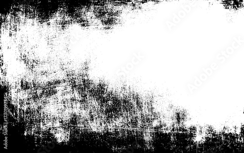 Grunge black and white pattern. Monochrome particles abstract texture. Background of cracks, scuffs, chips, stains, ink spots, lines. Dark design background surface. Gray printing element. 