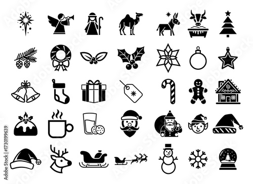 Christmas Holiday Icon Collection Doodle Set