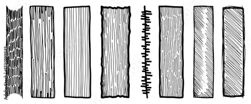 Hand Drawn Wood Grain Texture Panels Set