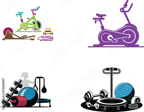 Fitness equipment collection exercise bike elliptical