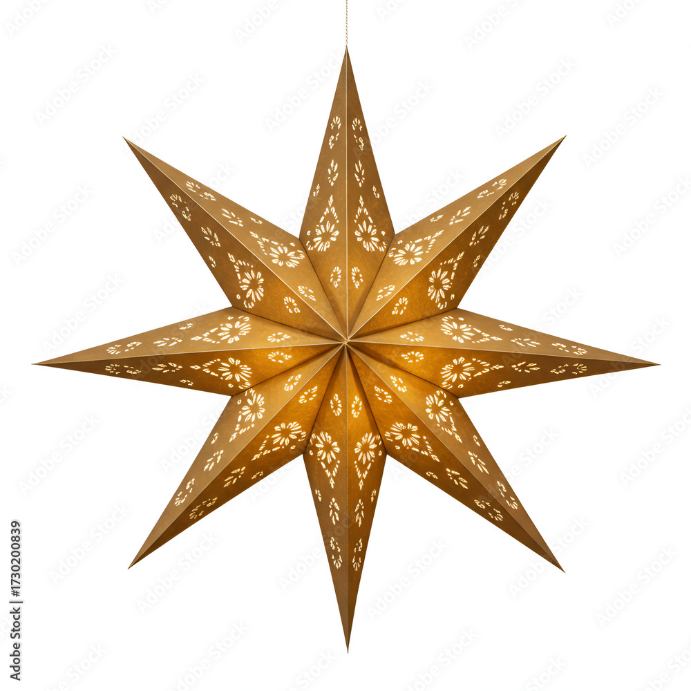 Obraz premium Elegant golden star ornament with intricate details, perfect for holiday decor and festive celebrations