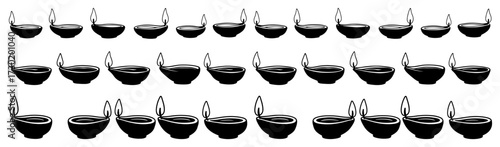 Diwali Diya Oil Lamps Border Pattern