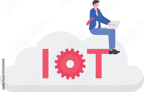 Computer games, virtual world and IoT development concept with tiny people.
