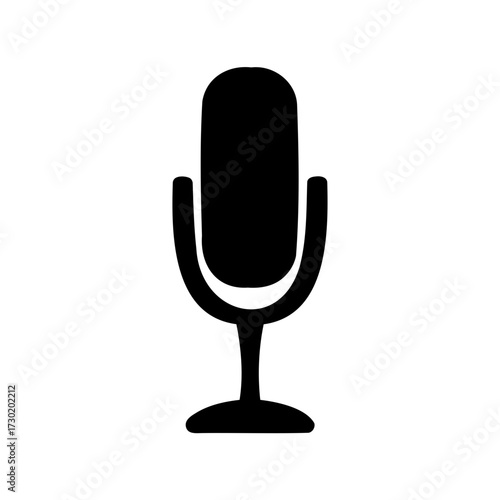 Black silhouette of a microphone on white background, suitable for logo