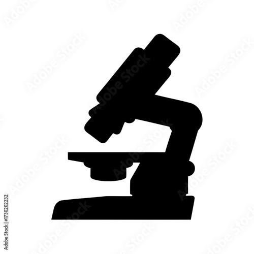 Black Silhouette of a Microscope Symbolizing Scientific Research and Medical Exploration