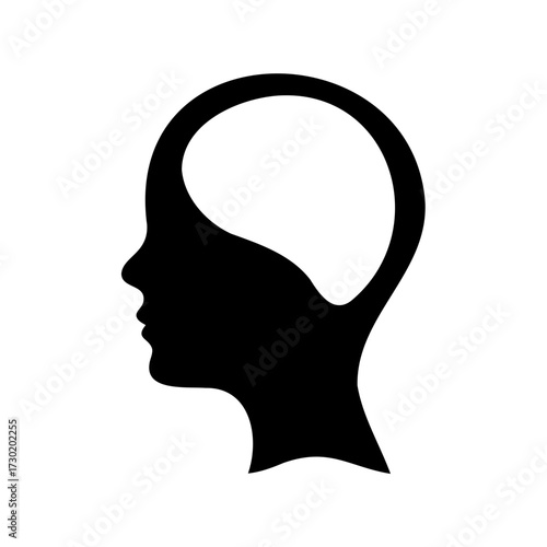 Conceptual illustration of a human head outline with an open brain space