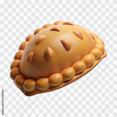 3D Cornish Pasty Icon | Traditional British Pastry, Meat and Veg Filling Illustration