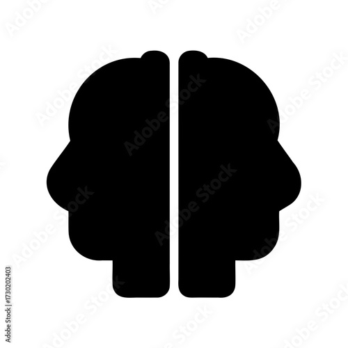 Symmetrical black brain lobes representing human thinking and problem solving skills