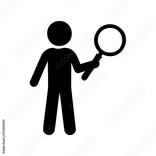 Silhouette of a person holding a magnifying glass, ready to investigate something