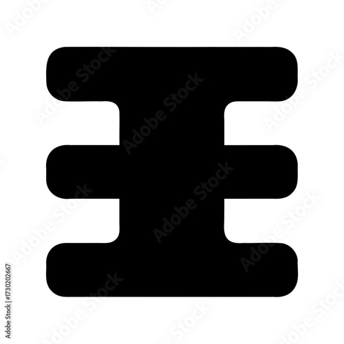 Abstract black glyph icon with three rounded horizontal bars on white