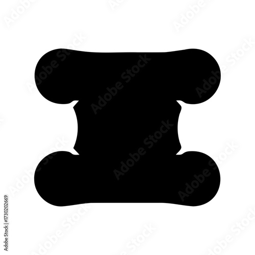 Abstract symmetrical black shape reminiscent of a spool on a white background