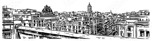 European Old Town Panorama With Bridge And Dome