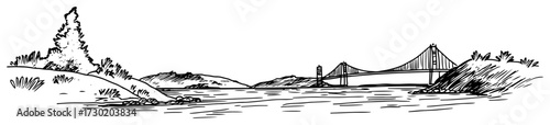 Golden Gate Bridge San Francisco Hand Drawn Vector