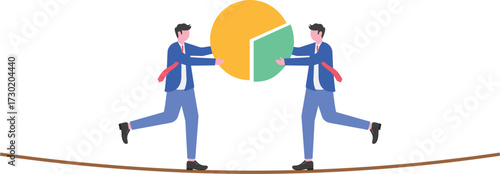Market competition, competitive analysis, market share concept with character.

