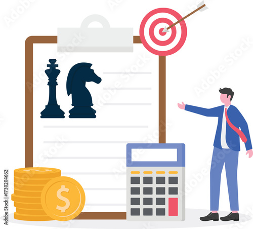 Financial planning, investment strategy, wealth creation concept with character.

