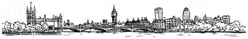 Panoramic Sketch of the London Skyline with Big Ben