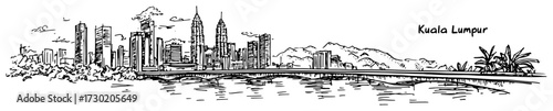 Sketch Illustration of the Kuala Lumpur Malaysia Skyline