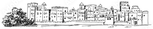 Photography Middle Eastern Old City Skyline Sketch
