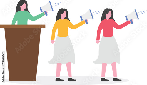 Social development and participation, women participation concepts with people characters.

