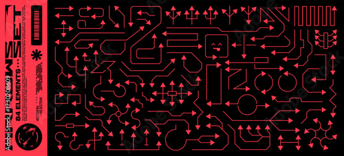 Abstract arrow elements. Modern arrows with bold curves, in minimal graphic style. Vector collection