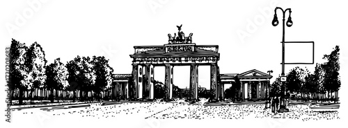 Brandenburg Gate Landmark in Berlin Germany Sketch