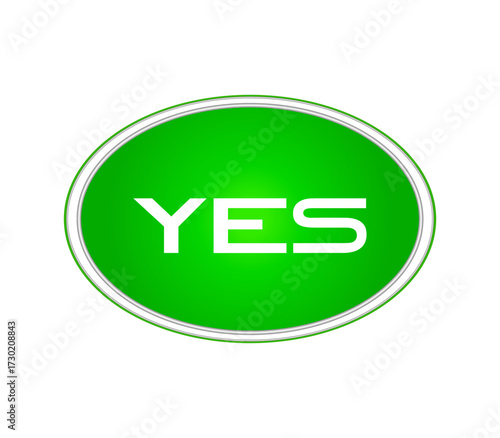 Green Yes button on white background vector design element.