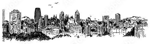 San Francisco California City Skyline Hand Drawn Sketch