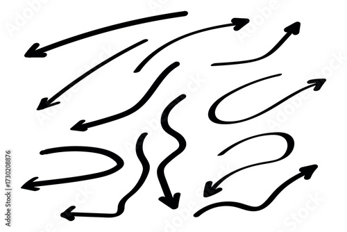 Business element icon in doodle style, arrow, infographic. Isolated vector illustration design. Hand drown business icon. Business idea concept.
