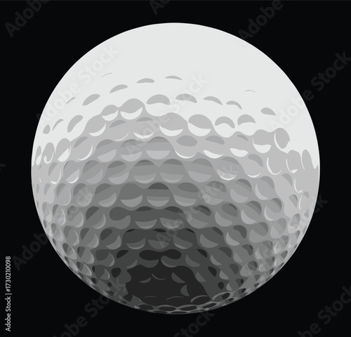 Golf ball illustration with detailed dimples, sports equipment design, realistic round shape, tournament concept, vector artwork, game play competition symbol
