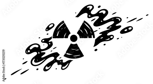 Radioactive Symbol with Liquid Splash Illustration