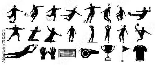Soccer Player Silhouettes and Icons Collection