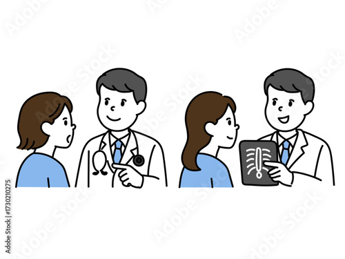 患者に説明する男性医師のイラスト
