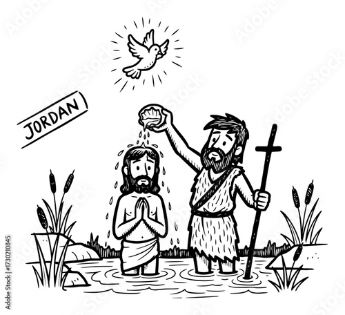 Baptism of Jesus by John the Baptist in the Jordan River