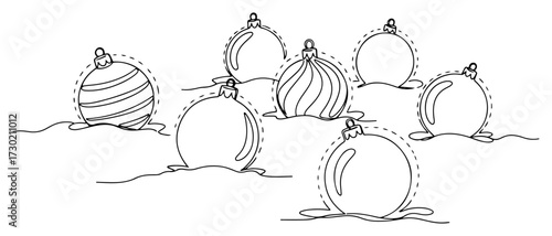 Christmas Baubles in a Continuous One Line Drawing Style