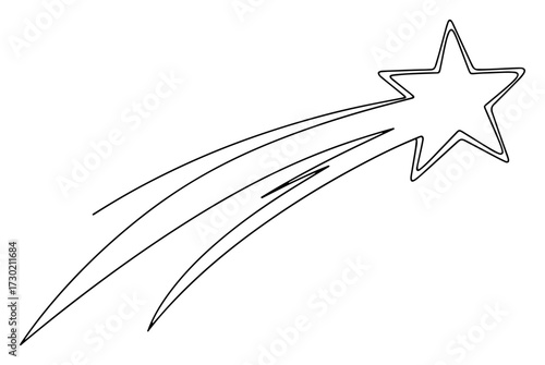 Christmas Shooting Star Comet Line Art