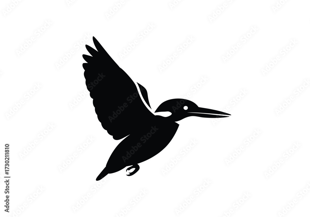 Obraz premium Silhouette of a kingfisher bird in flight