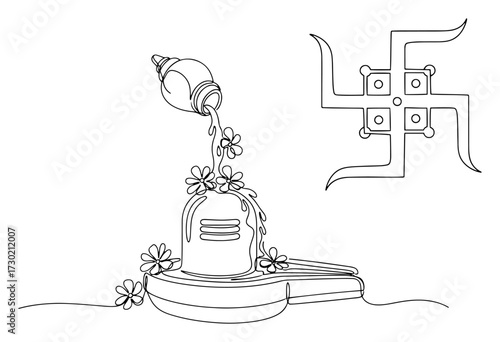 black and white shiva lingam pouring flowers clip art preview