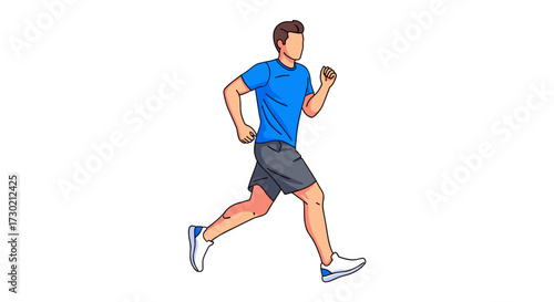 A vibrant illustration of a fit man jogging, showcasing healthy lifestyle and athletic activity with a dynamic motion.