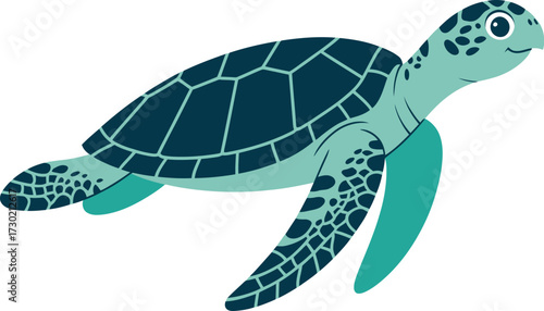 Playful sea turtle glides gracefully through clear blue ocean water