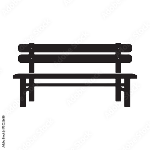 Park Bench Silhouette for Outdoor Relaxation in a City Garden or Public Space Vector Icon.