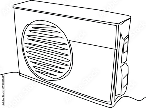 Continuous one line drawing air conditioner condenser. Electricity home appliance concept.