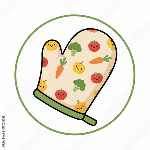 Cute cartoon oven mitt with vegetables vector illustration scalable eps icon