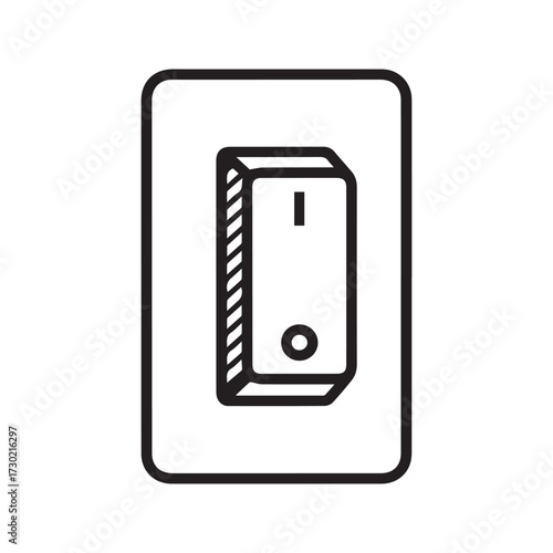 Light switch icon in the on position. Simple black outline vector illustration of a toggle power button for electricity and control.
