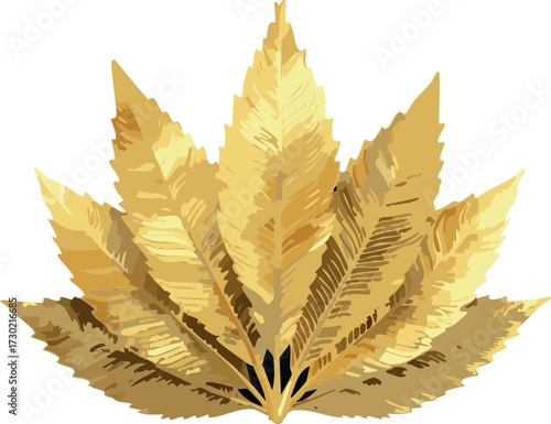 gold, leaves, fan, emblem, award, luxury, prestige, golden, winner, elegant, shiny, texture, metallic, celebration, honor, victory, achievement, design, graphic, isolated, white background, illustrati