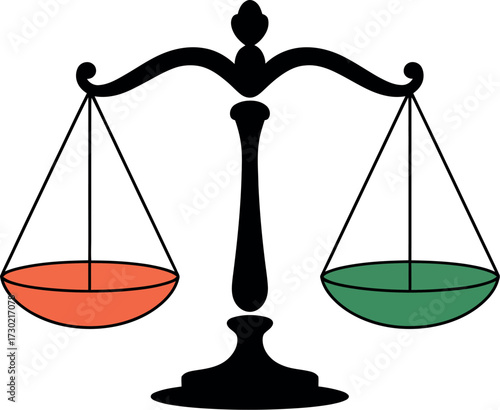 Symbol of justice and balance with uneven scales, representing fairness and decision-making.