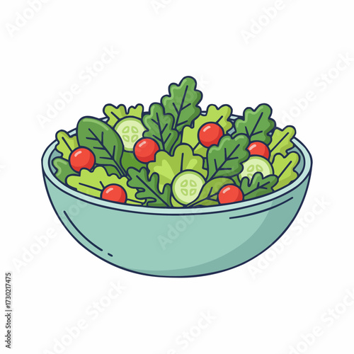 Fresh healthy salad bowl vector illustration delicious vegetarian food scalable graphic