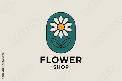 Simple and modern daisy logo for a flower shop, symbolizing growth and nature