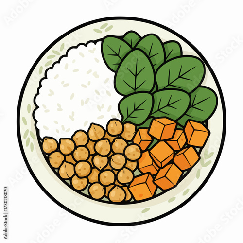 Healthy vegetarian buddha bowl vector illustration scalable food icon for healthy eating
