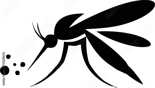 Mosquito Pest Control Logo. Minimalist mosquito illustration inside a circle