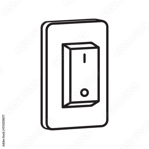 Light switch icon in the on position. Simple black outline vector illustration of a toggle power button for electricity and control.
